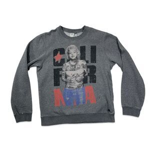 Marilyn Monroe DOMYOS M Inked Tattoo Gray Graphic Print Crew Sweater California